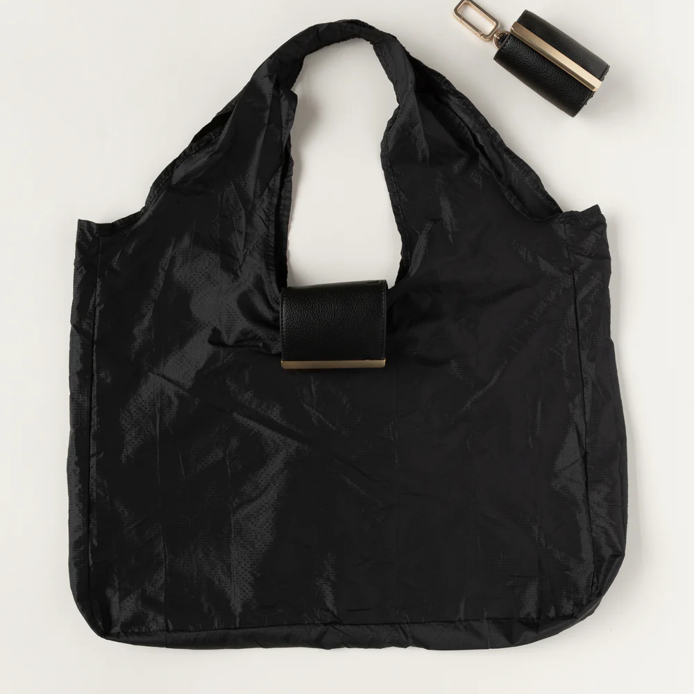 Keychain Tote Bag – Foldable, Recycled Vegan Leather & Nylon, Holds Up to 50 lbs