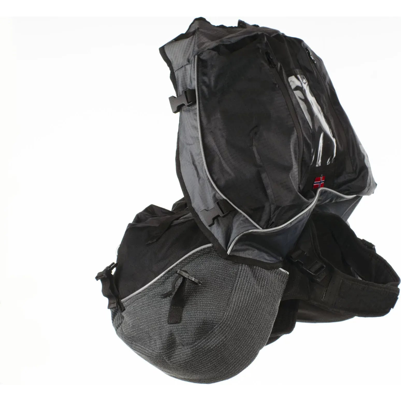 Adjustable Dog Backpack – Roll‑Top Pockets, Rain Cover, Aramid‑Reinforced, Rear Leash Attachment