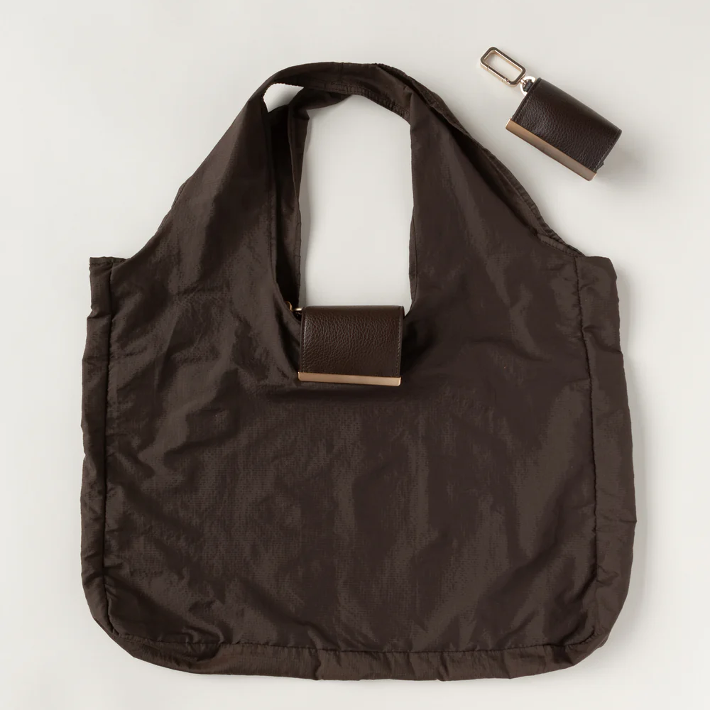 Keychain Tote Bag – Foldable, Recycled Vegan Leather & Nylon, Holds Up to 50 lbs
