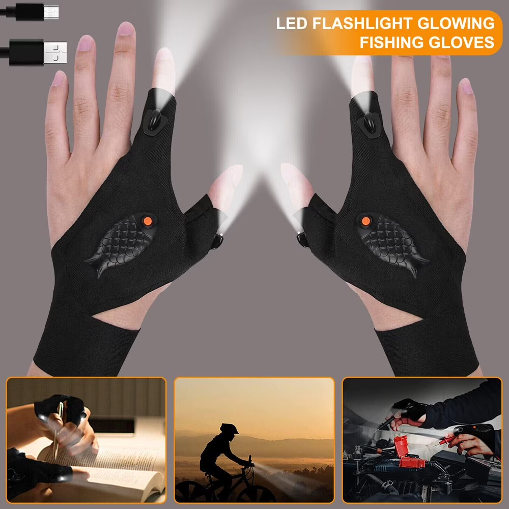 Rechargeable flashlight gloves