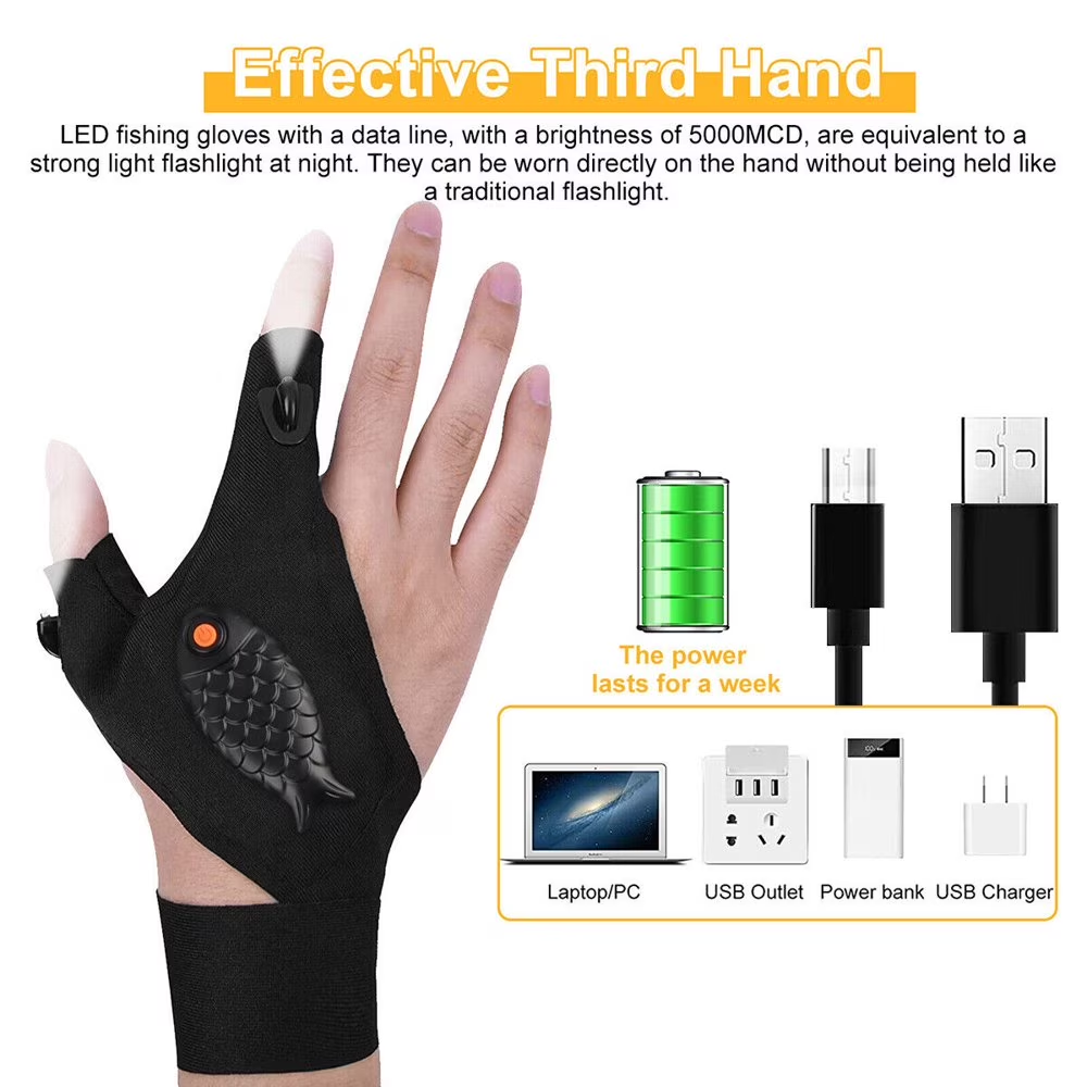 Rechargeable flashlight gloves