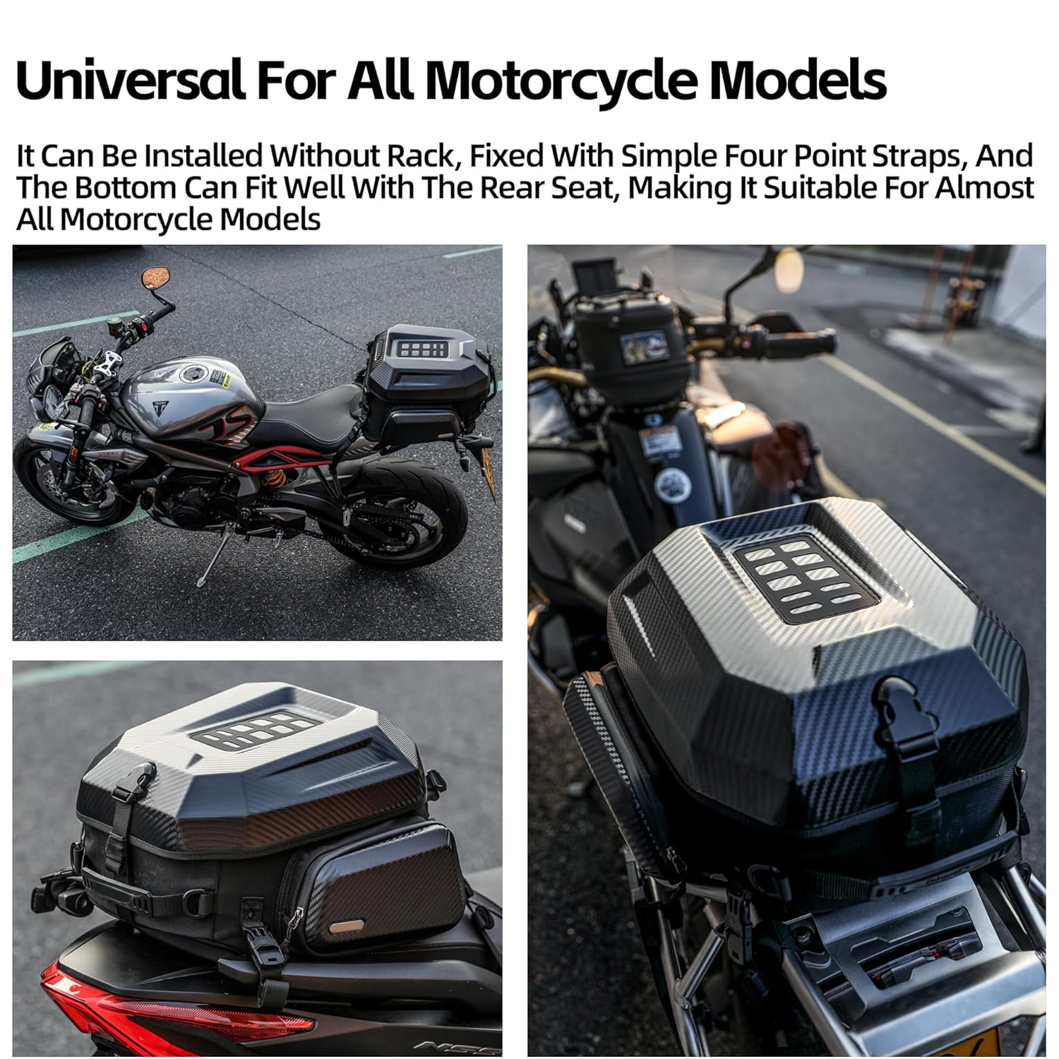Waterproof Motorcycle Tail Bag – Aerodynamic Design, Shock‑Absorbing Padding, Durable Base