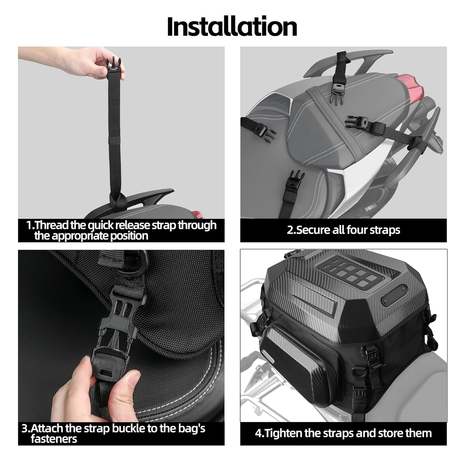 Waterproof Motorcycle Tail Bag – Aerodynamic Design, Shock‑Absorbing Padding, Durable Base