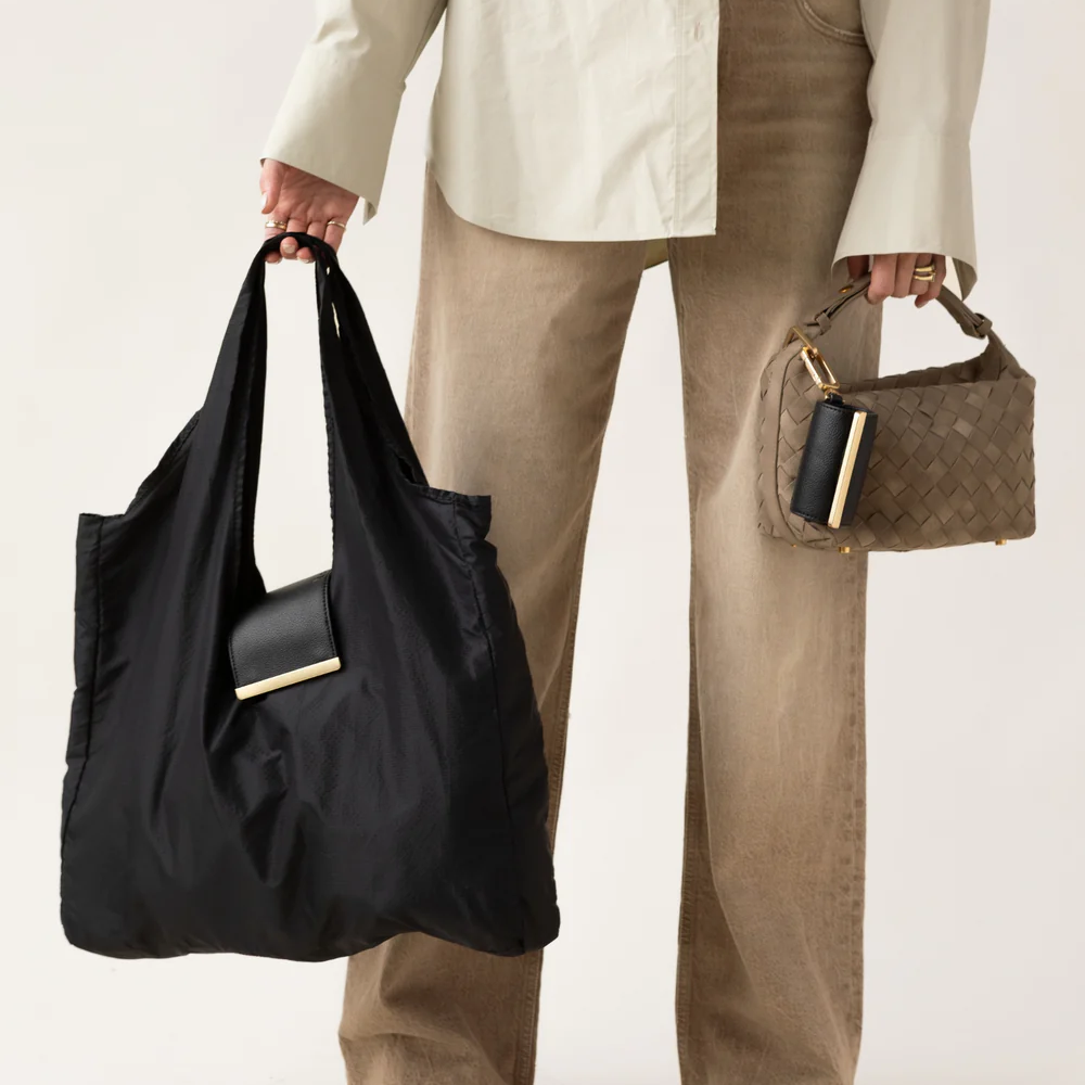 Keychain Tote Bag – Foldable, Recycled Vegan Leather & Nylon, Holds Up to 50 lbs