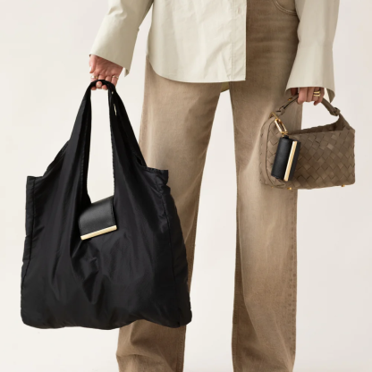 Keychain Tote Bag – Foldable, Recycled Vegan Leather & Nylon, Holds Up to 50 lbs