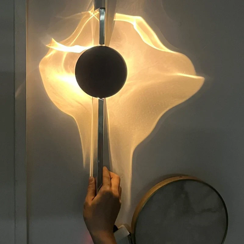 Velwave Wall Sconce – Adjustable Ripple Light, Modern Minimalist, Warm White LED