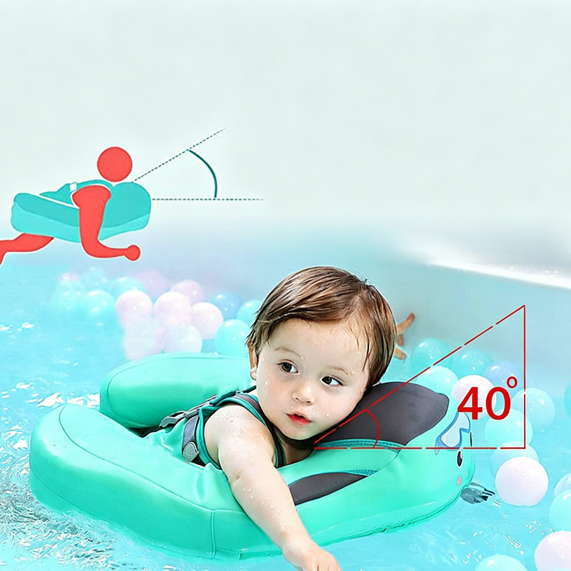 Four-Point Baby Float – Zero Tipping Risk, Two Swim Modes, UPF 50+ Canopy for Ages 3–24 Months