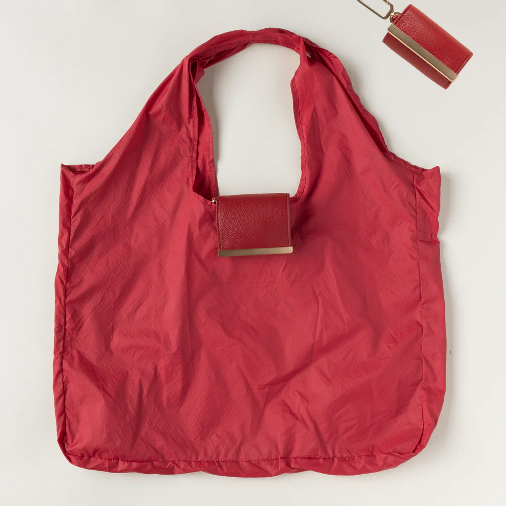 Keychain Tote Bag – Foldable, Recycled Vegan Leather & Nylon, Holds Up to 50 lbs