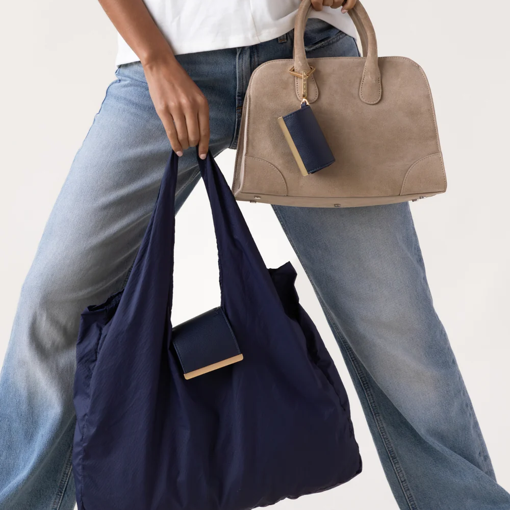 Keychain Tote Bag – Foldable, Recycled Vegan Leather & Nylon, Holds Up to 50 lbs