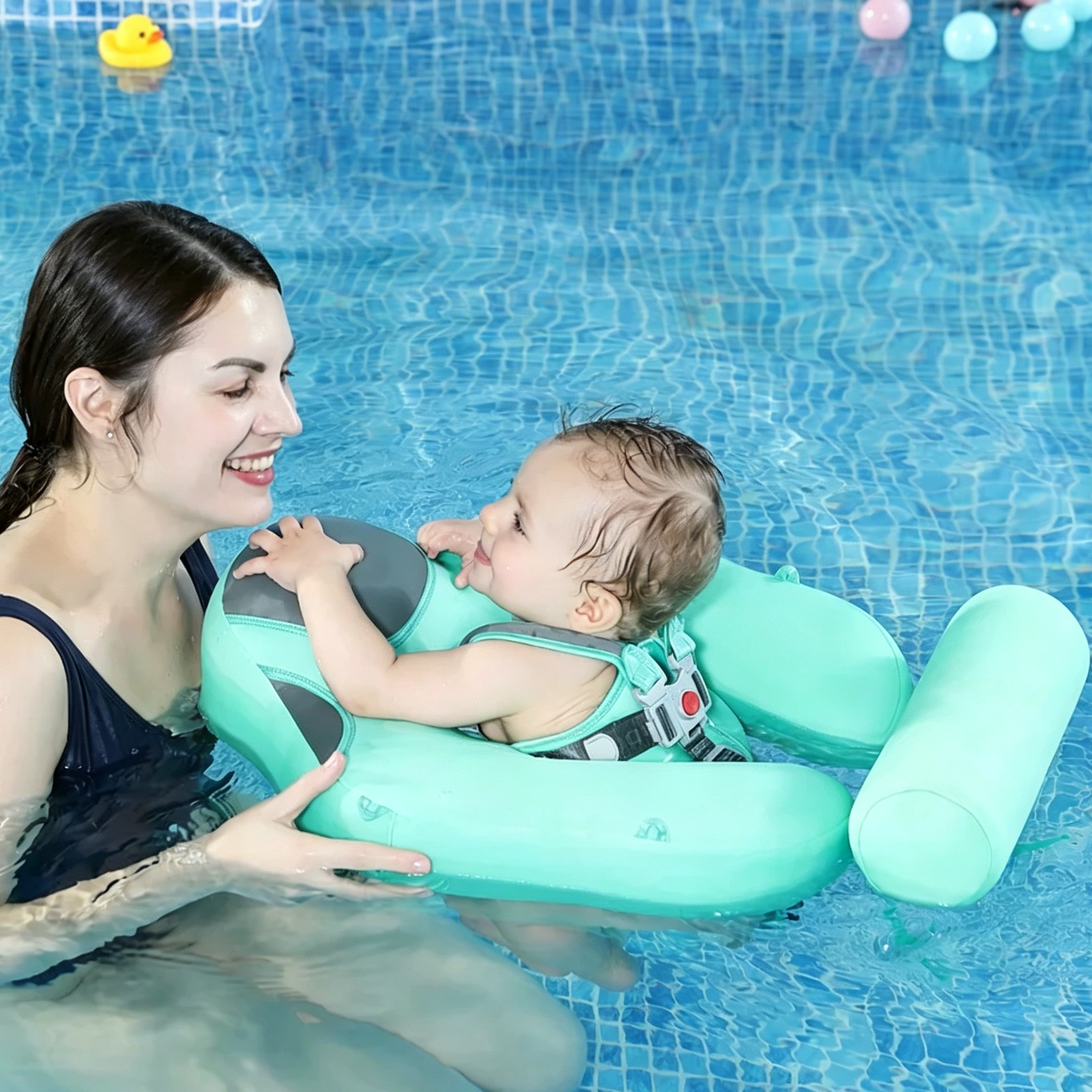 Four-Point Baby Float – Zero Tipping Risk, Two Swim Modes, UPF 50+ Canopy for Ages 3–24 Months