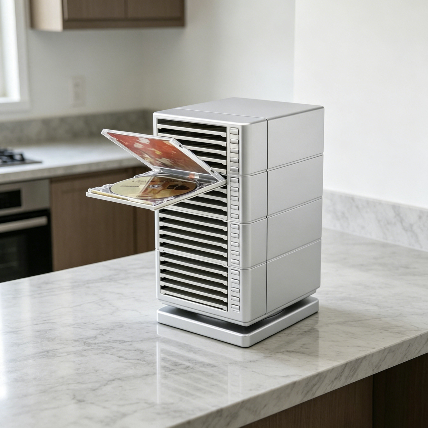 Stackable CD Storage Rack – One‑Touch Eject, Holds 20 Discs, Space‑Saving Design