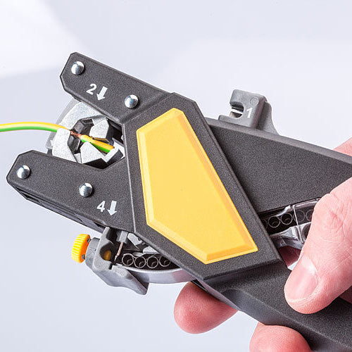 Automatic Wire Crimper with Ferrules – 4-Step Cutting, Stripping, Twisting & Crimping Tool