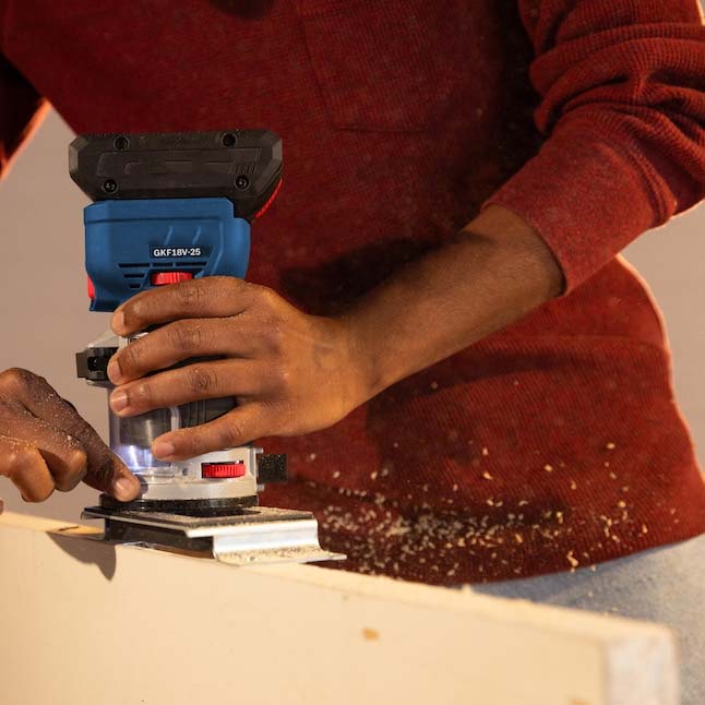 Cordless Compact Edge Router – Brushless Motor, 6mm & 1/4″ Collets, L‑Boxx Storage