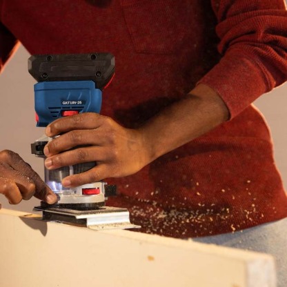 Cordless Compact Edge Router – Brushless Motor, 6mm & 1/4″ Collets, L‑Boxx Storage
