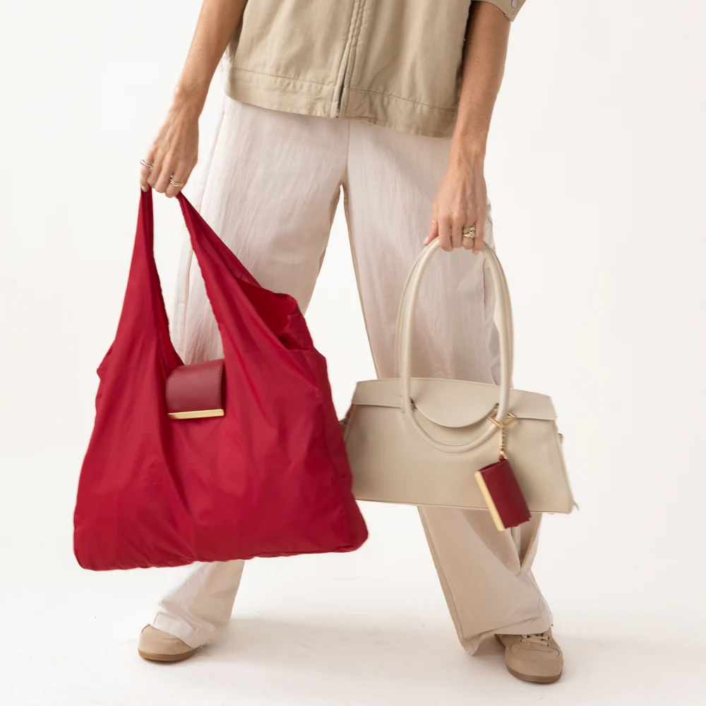 Keychain Tote Bag – Foldable, Recycled Vegan Leather & Nylon, Holds Up to 50 lbs