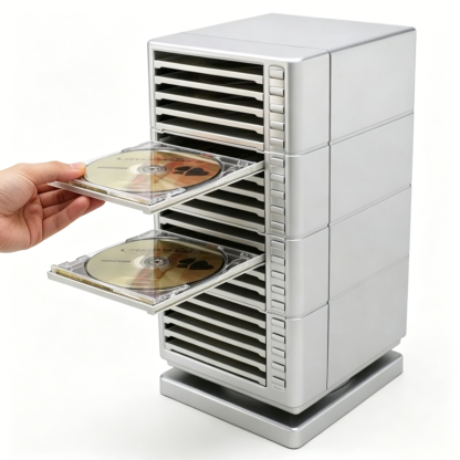 Stackable CD Storage Rack – One‑Touch Eject, Holds 20 Discs, Space‑Saving Design