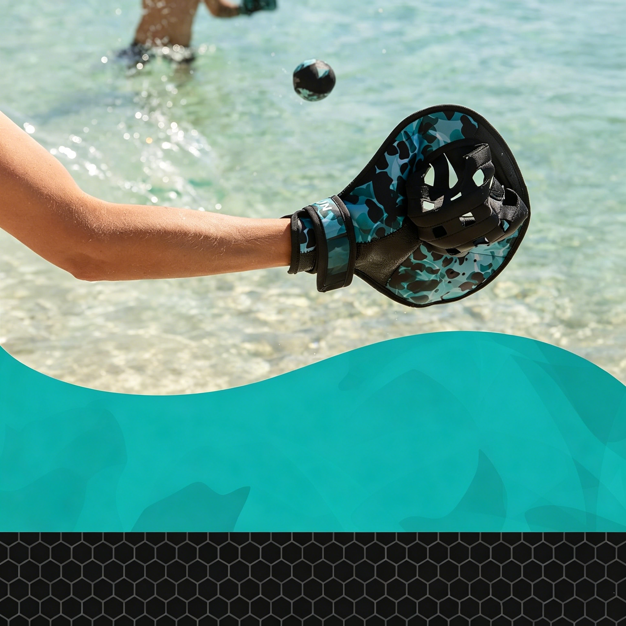 Water Bounce Ball Catch Set – Neoprene Glove, Quick‑Drain, for Beach, Pool & Lake Play