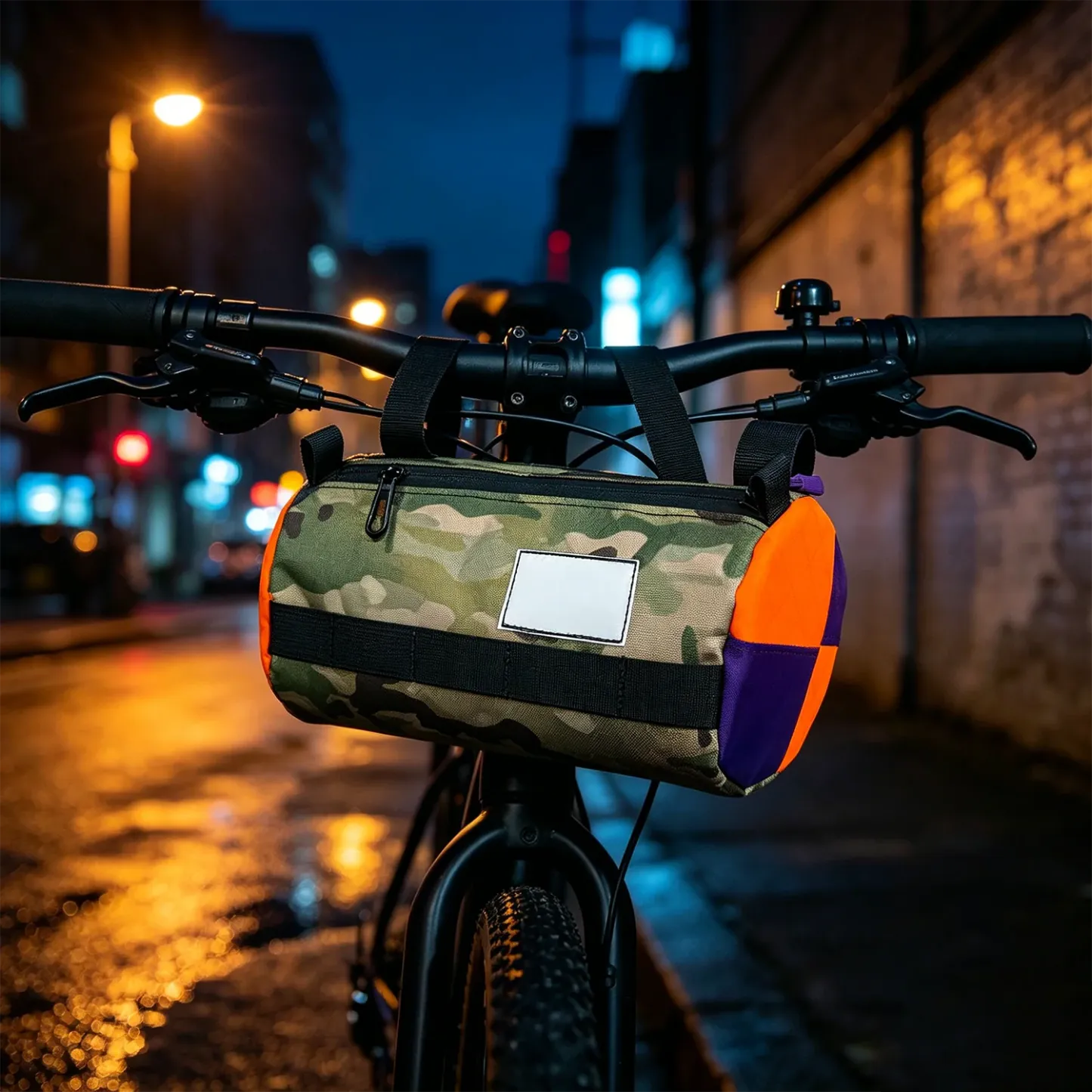 Bike Snack & Gear Storage System – Triangular Food Bag + Handlebar Roll Bag for Cycling Adventures