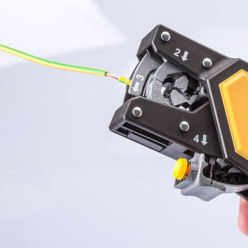 Automatic Wire Crimper with Ferrules – 4-Step Cutting, Stripping, Twisting & Crimping Tool