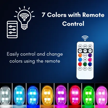 RGB LED Light Kit – 7 Colors + Remote, Waterproof, 6‑Hour Battery, Stick‑On Installation