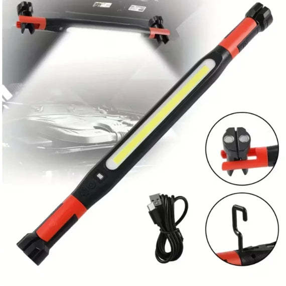 Magnetic flashlight with built-in hook
