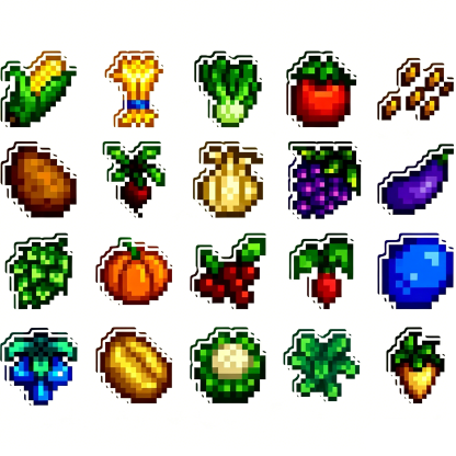 Stardew Valley Mini Acrylic Fridge Magnets – Pixel Art Crop & Fruit Magnets