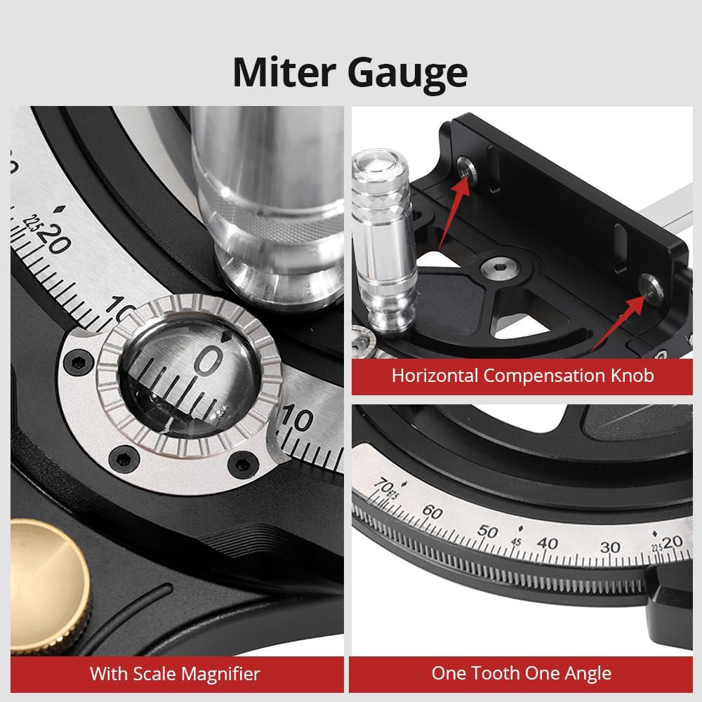 Precision Miter Gauge – –70° to 70° Full‑Range Locking, 4 Preset Stops, 36″ Extendable Fence