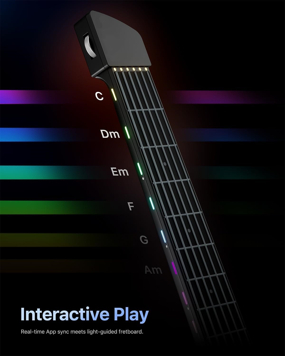 Smart Foldable Guitar – Silicone Strings, 24 Built‑in Tones, Silent Practice, App‑Connected