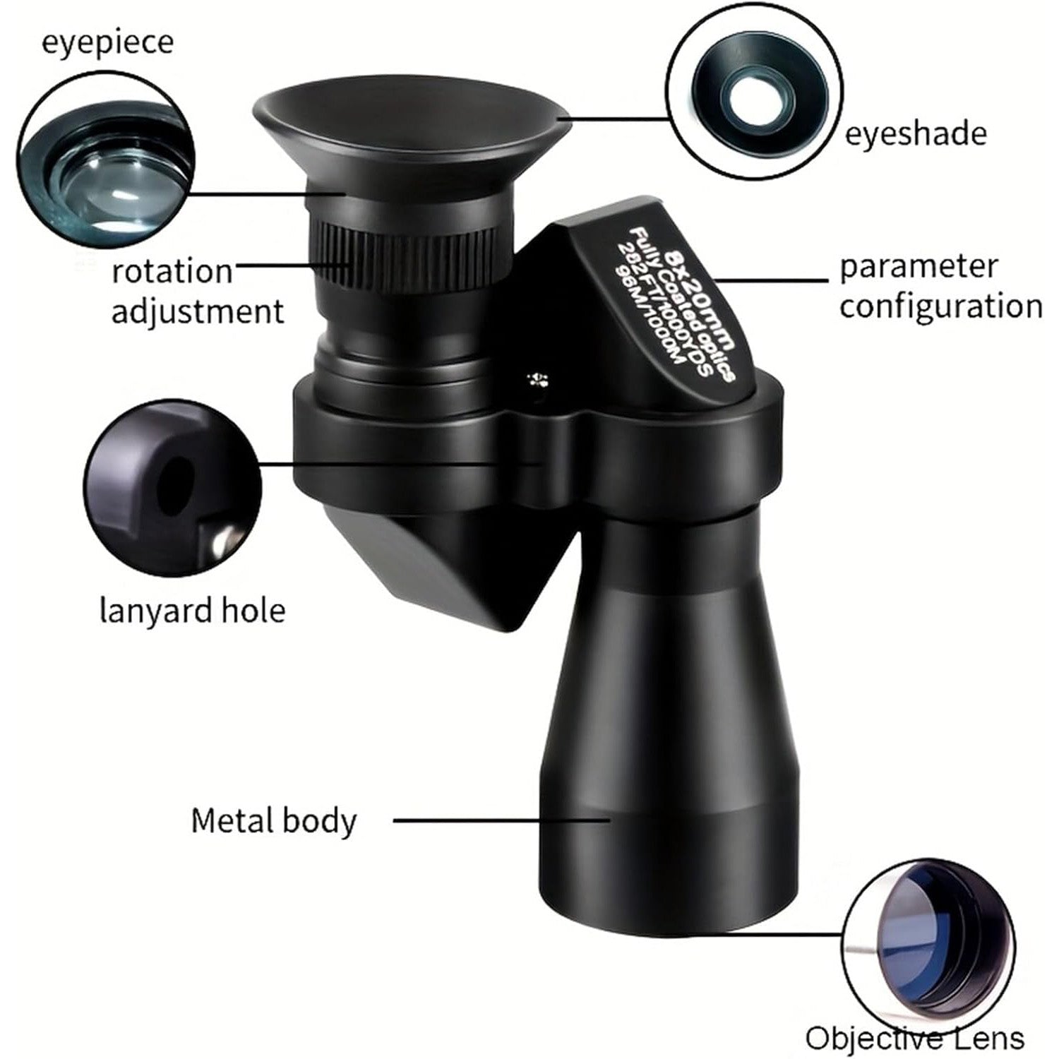 Mini Pocket Binoculars 1000x20 – Compact & Portable with Smartphone Clip, Ideal for Outdoor Adventures