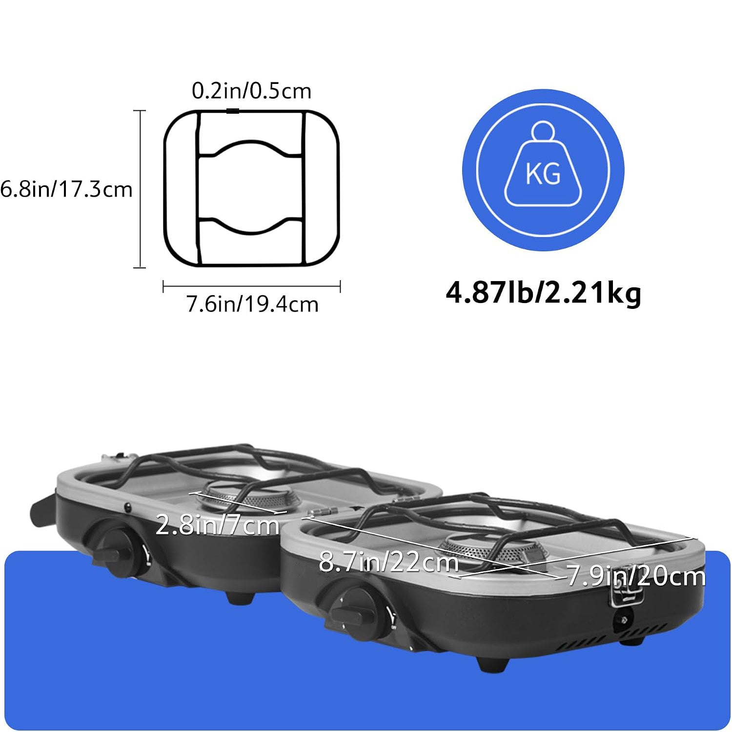 Double Burner Foldable Propane Stove – Dual Independent Burners, Piezo Ignition, Carry Bag Included