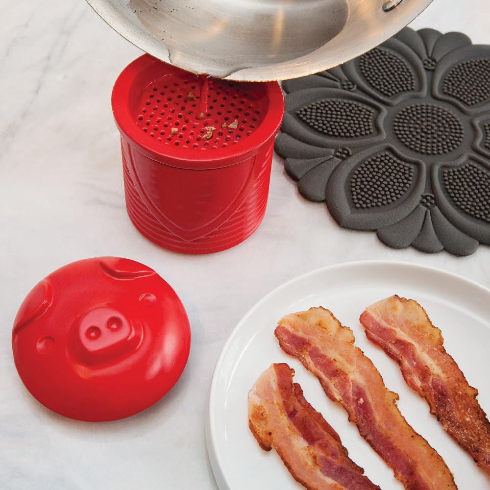 Bacon-Shaped Grease Collector with Detachable Filter – Fun and Practical Silicone Container