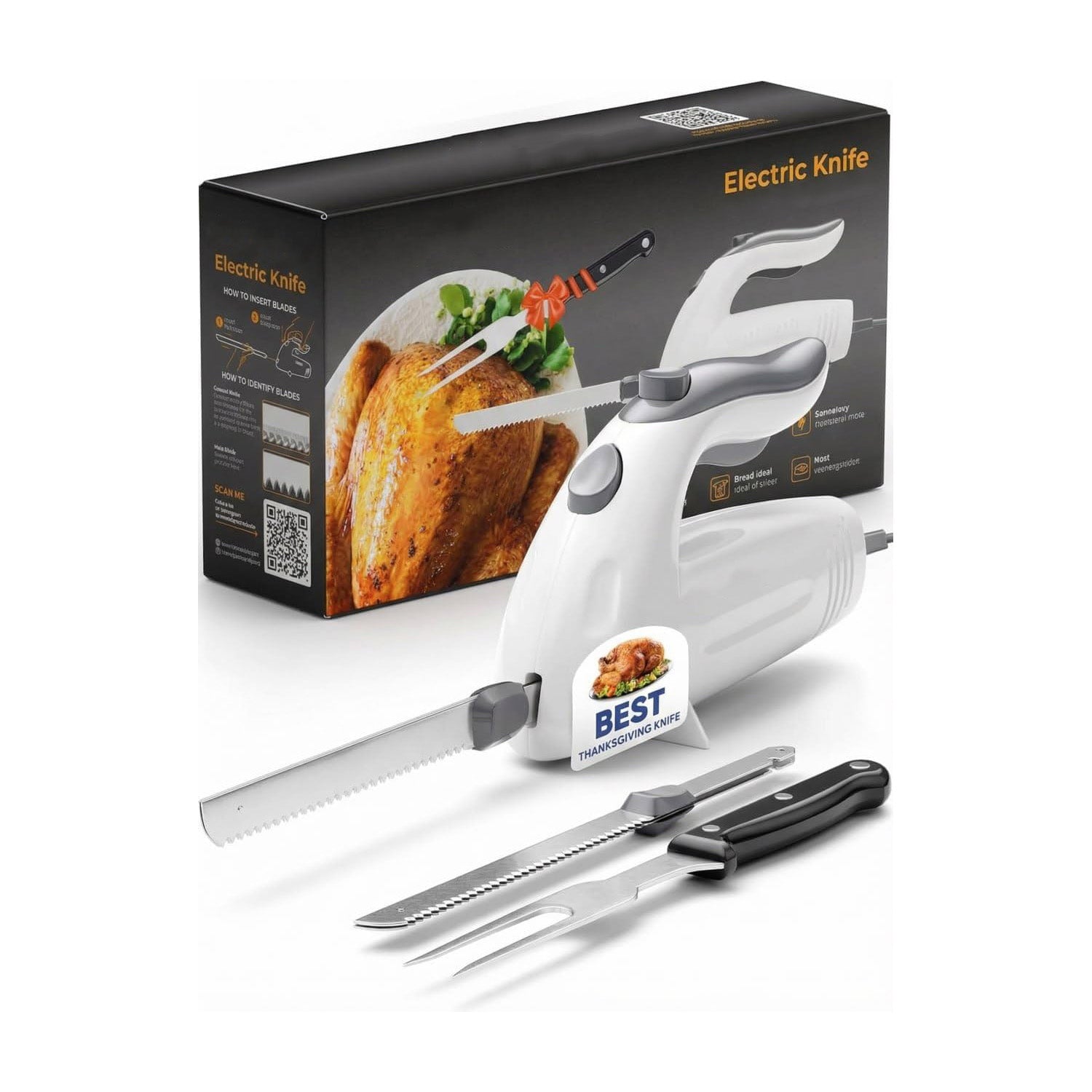 Electric Knife for Meat Slicing – Turkey, Carving, Bread & More