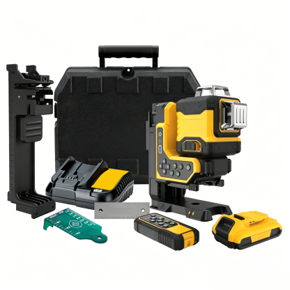 Self‑Leveling Cross Line Laser Level – 3‑Point System, Remote Fine Tuning, 9‑Hour Battery, IP54