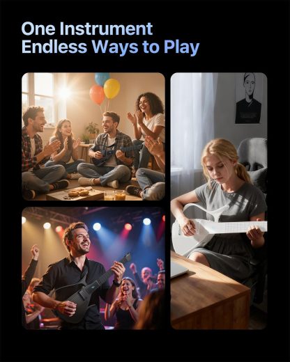 Smart Foldable Guitar – Silicone Strings, 24 Built‑in Tones, Silent Practice, App‑Connected