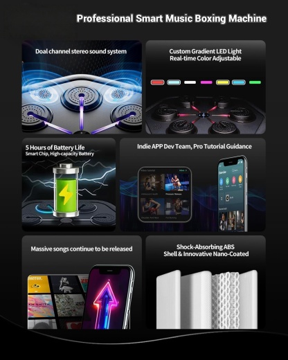 Smart Music Boxing Machine – Rhythm‑Synchronized Lights, App Control, Adjustable Height, for Home Workouts