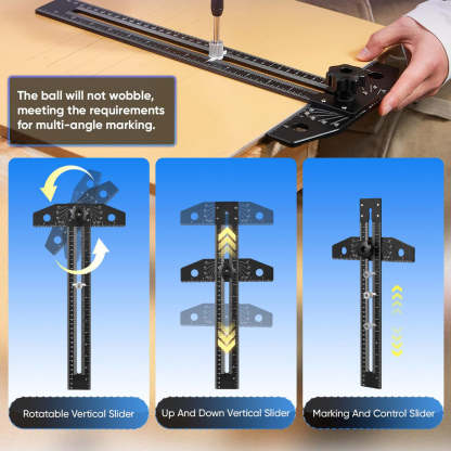 Aluminum Multi-Angle Marking Ruler – T-Square, Protractor, Straightedge & Scriber in One