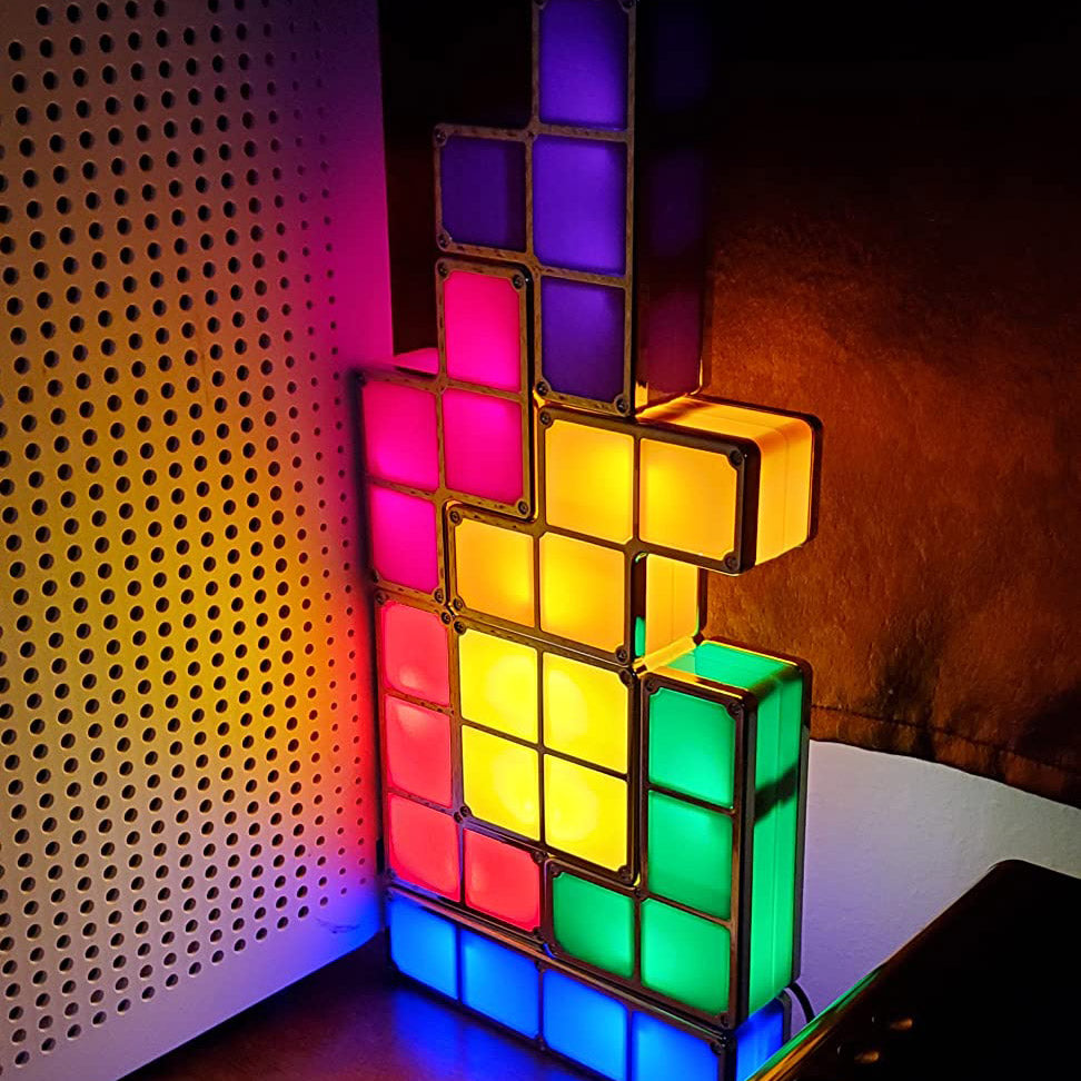 DIY Stackable Tetris LED Night Light – 7 Glowing Blocks, 7 Colors, Creative Desk Decor