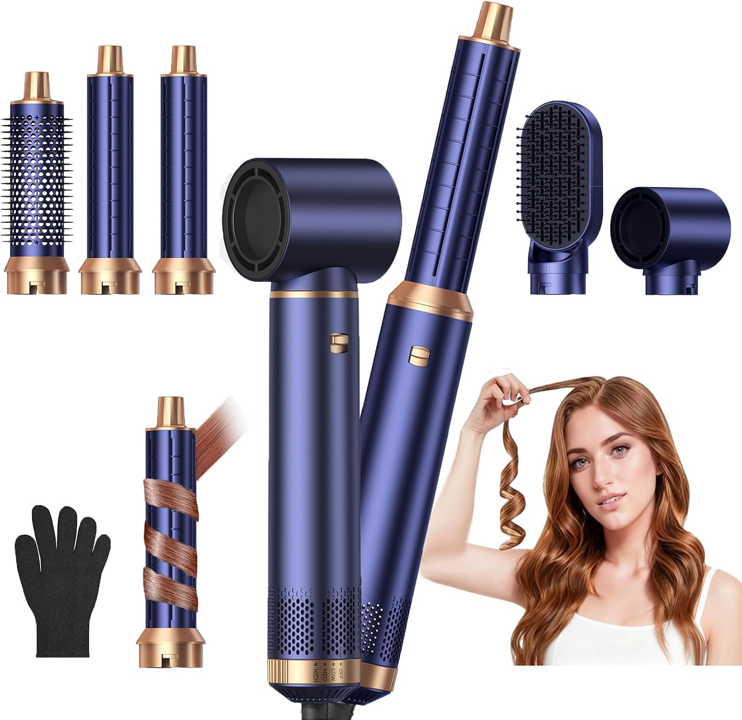 5 in 1 Blow Dryer Brush, Upgrade Hair Dryer Brush Air Curler Air Curling Wrap Styler