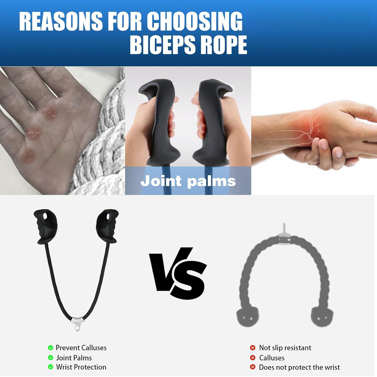 Ergonomic Triceps Rope Attachment for Cable Machines