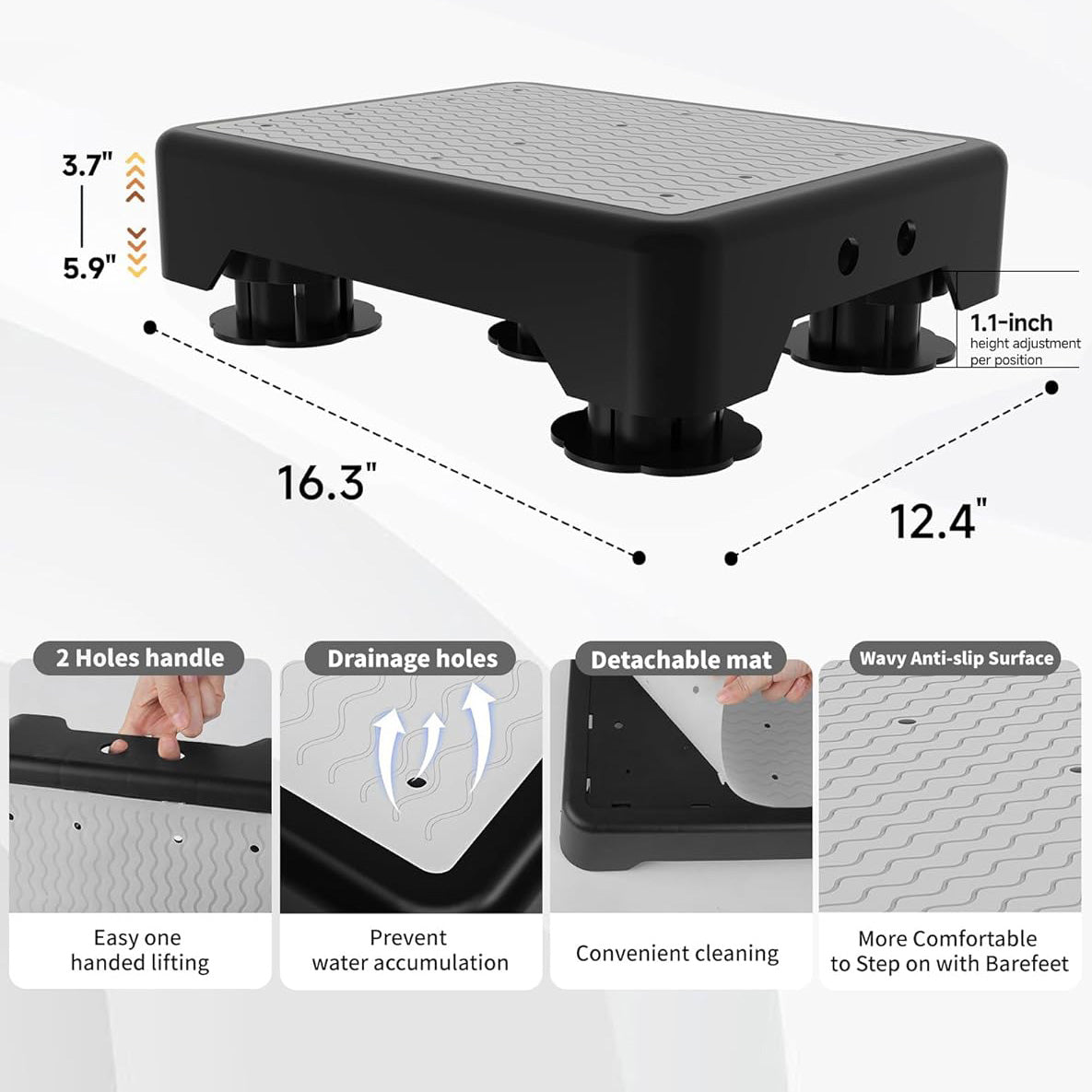 Adjustable Step Stool with Night Glow – 660lb Capacity, Anti‑Slip, Lightweight