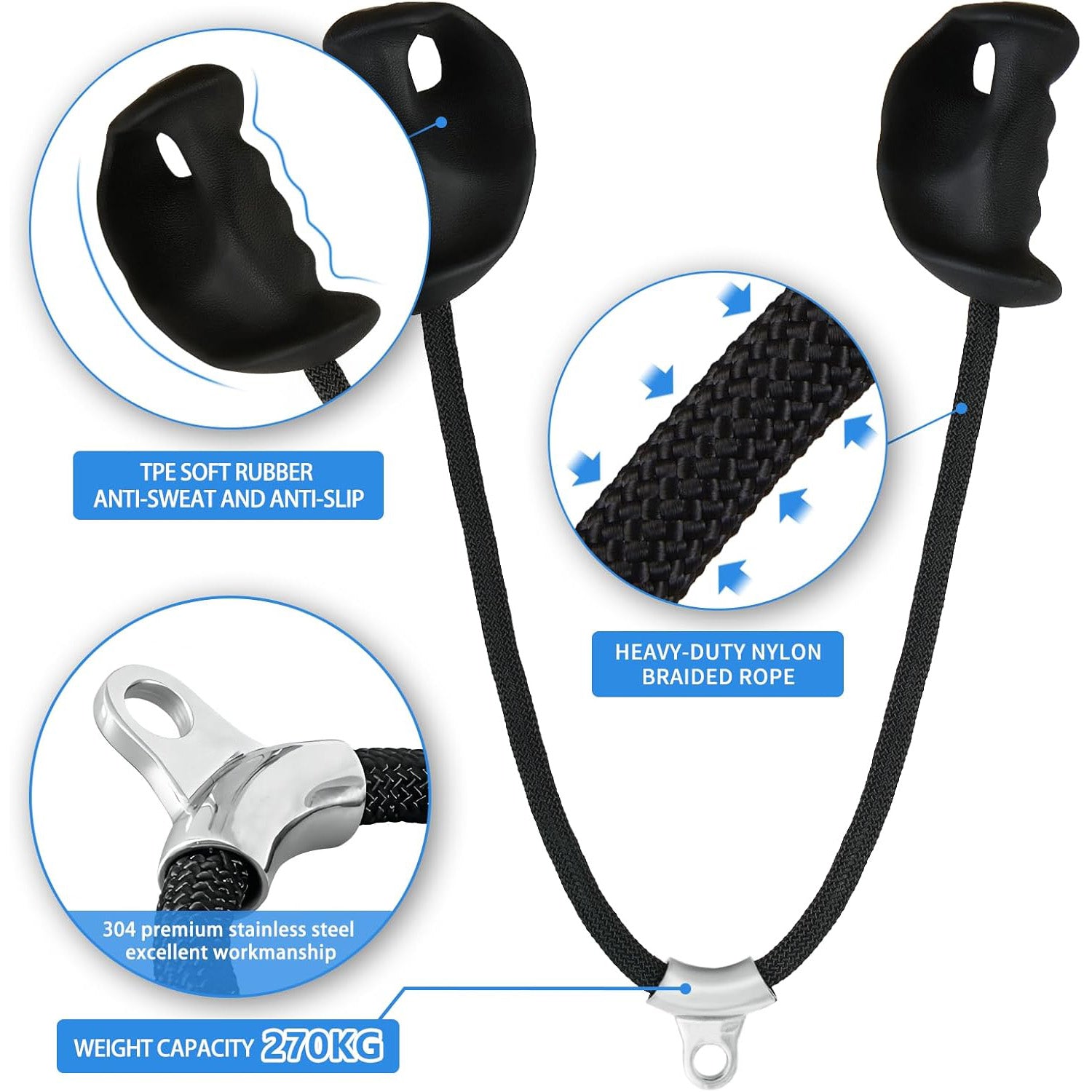 Ergonomic Triceps Rope Attachment for Cable Machines