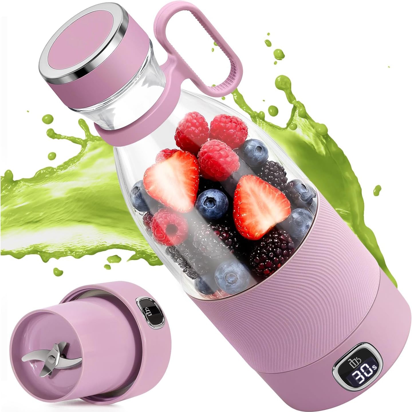 Portable Blender – 350ml, USB Rechargeable, 6 Blades, LED Display, for Smoothies & Protein Shakes