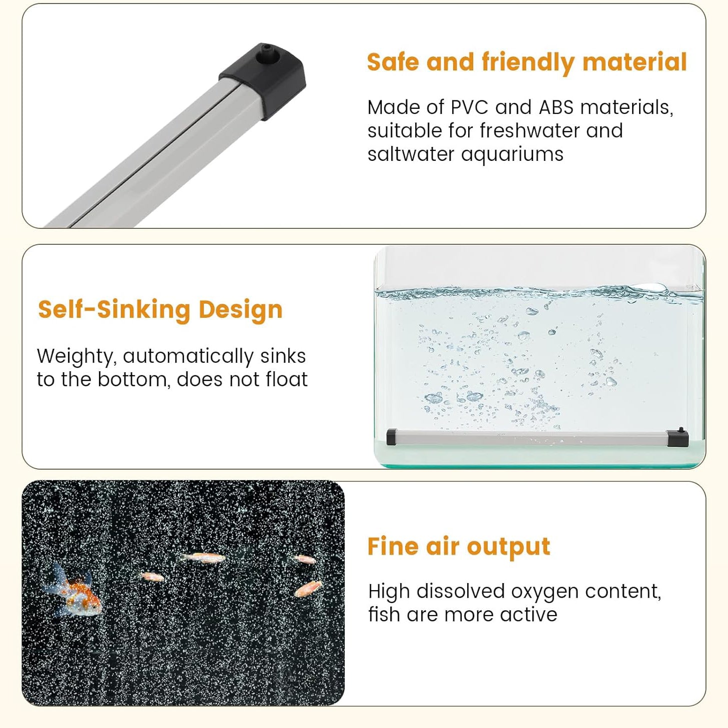 Nano Bubble Air Stone Bar – Ultra-Fine Bubble Curtain for Aquariums, Quiet Operation