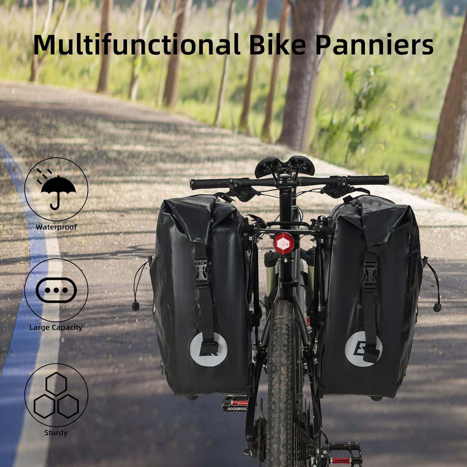 Waterproof Bike Rear Panniers – 30L Capacity, Quick‑Release Mount, Commuter & Touring Ready