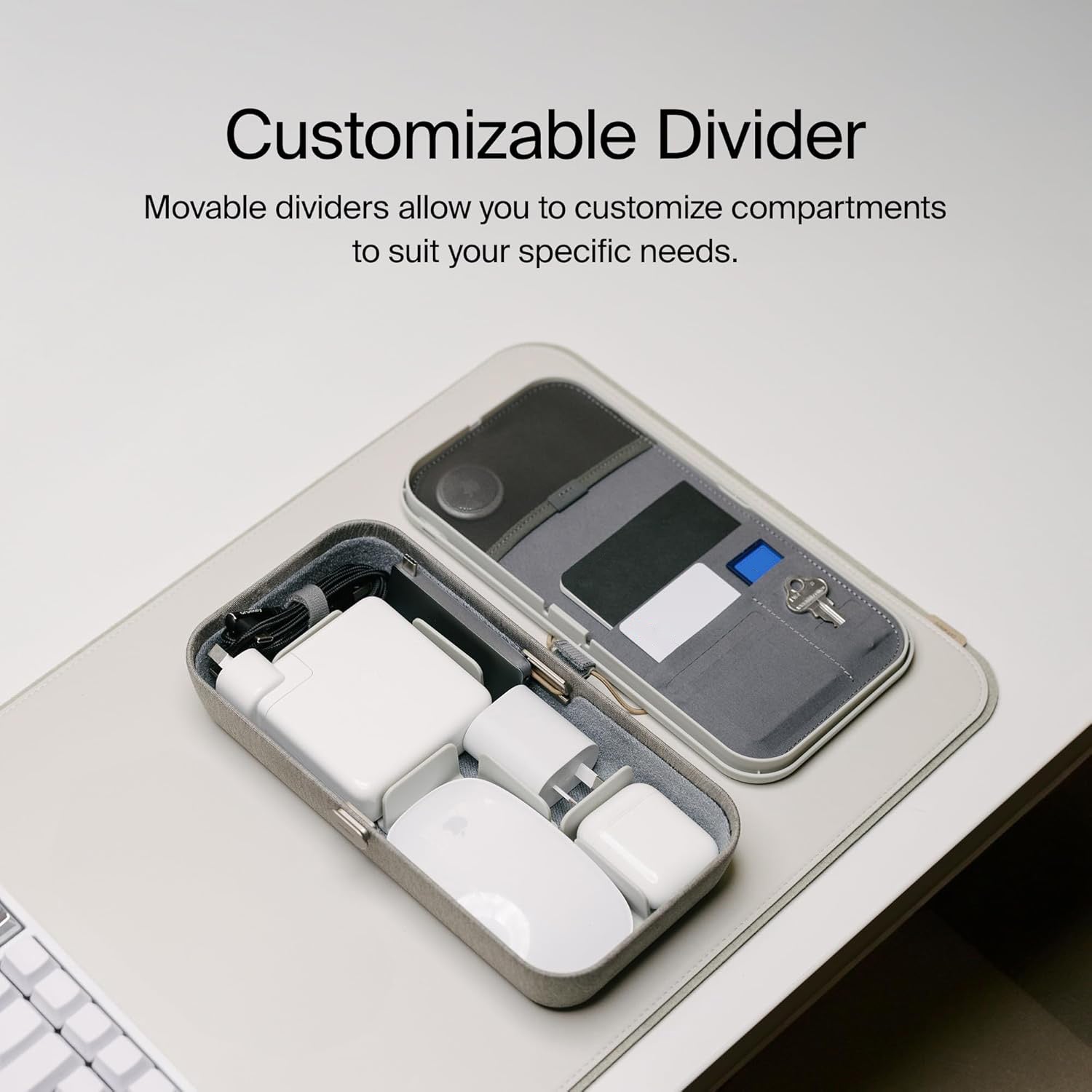 Portable Desktop Organizer with Wireless Charging – Adjustable Dividers, Travel‑Ready