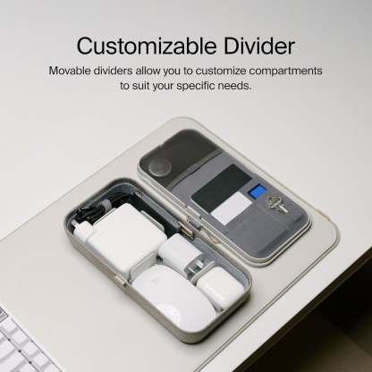 Portable Desktop Organizer with Wireless Charging – Adjustable Dividers, Travel‑Ready