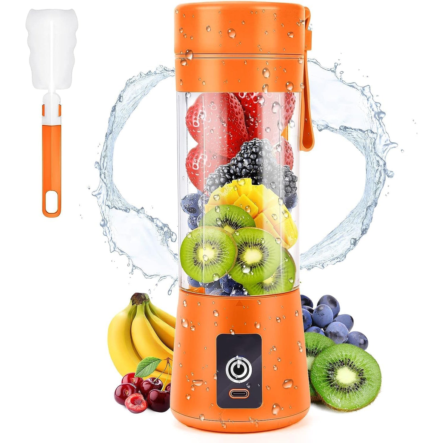 Portable Blender – 350ml, USB Rechargeable, 6 Blades, LED Display, for Smoothies & Protein Shakes