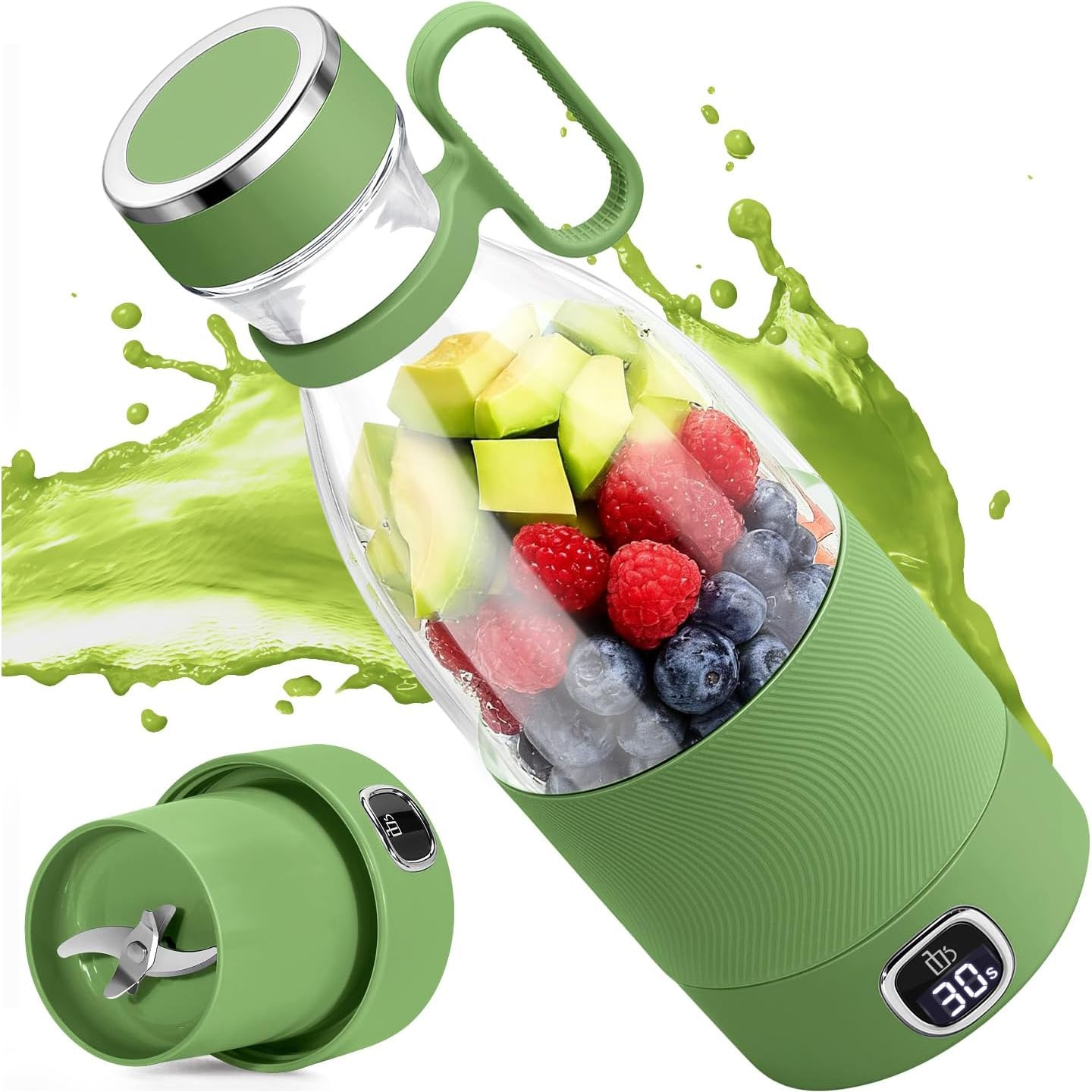 Portable Blender – 350ml, USB Rechargeable, 6 Blades, LED Display, for Smoothies & Protein Shakes