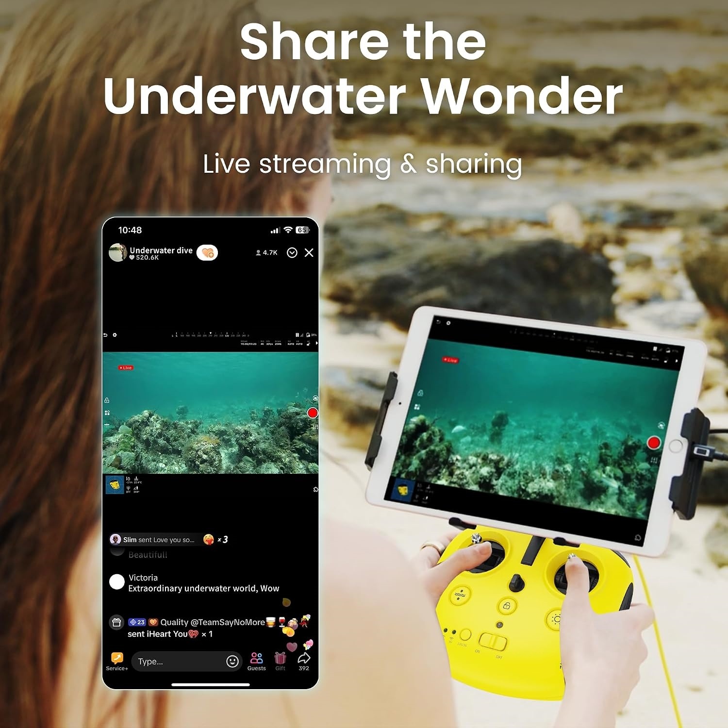 Underwater Drone – 4K+EIS Camera, 330ft Depth, 4‑Hour Runtime, Wired Remote, 5 Thrusters