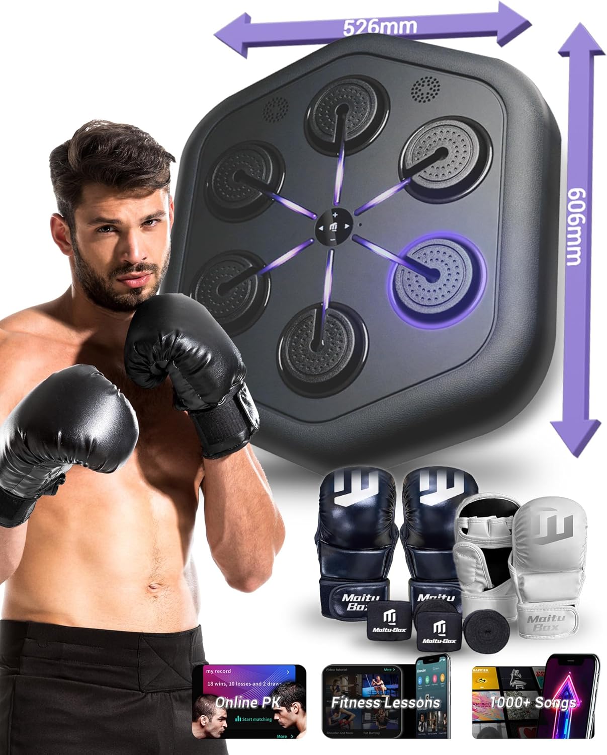 Smart Music Boxing Machine – Rhythm‑Synchronized Lights, App Control, Adjustable Height, for Home Workouts
